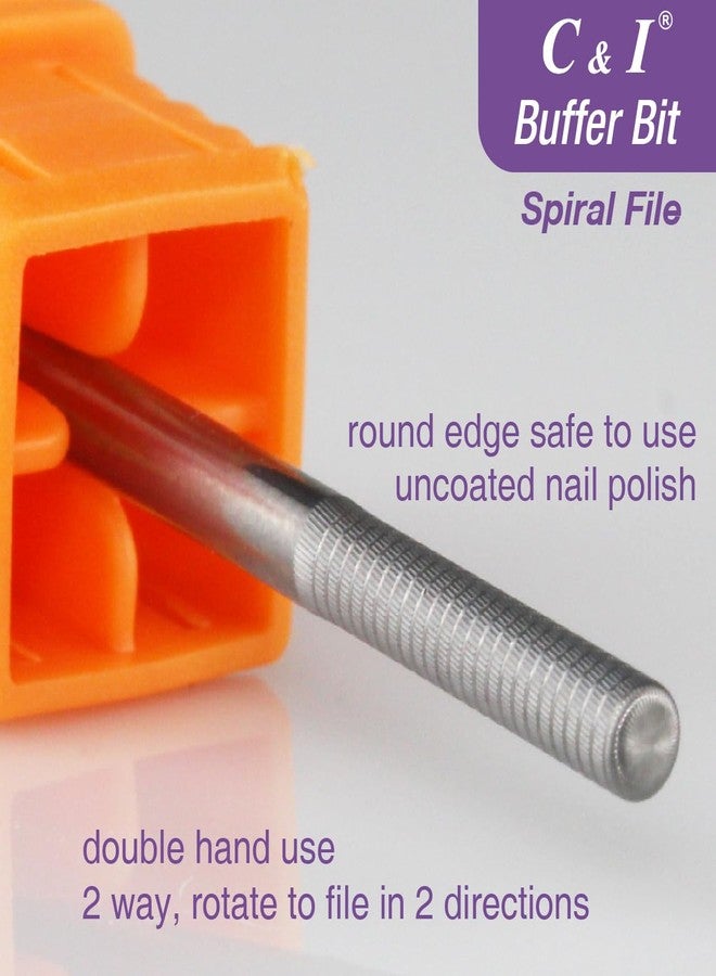 C & I Nail Buffer Nail Drill Bit for Nail Art Preparation Prep Clean Nail Bed Professional Efile for Nail Tech Safety E File Uncoated Nail Polish Clean Cuticle Callused Skin Smooth Nails 2 Way Rotate - Image 4