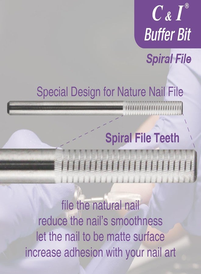 C & I Nail Buffer Nail Drill Bit for Nail Art Preparation Prep Clean Nail Bed Professional Efile for Nail Tech Safety E File Uncoated Nail Polish Clean Cuticle Callused Skin Smooth Nails 2 Way Rotate - Image 2