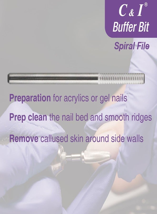 C & I Nail Buffer Nail Drill Bit for Nail Art Preparation Prep Clean Nail Bed Professional Efile for Nail Tech Safety E File Uncoated Nail Polish Clean Cuticle Callused Skin Smooth Nails 2 Way Rotate - Image 3