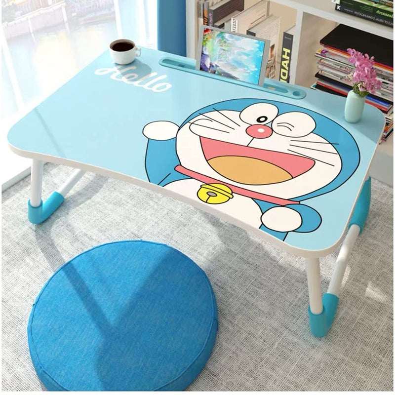 RADHIKA STORE RADHIKA STORE MultiPurpose Wooden Foldin Doremon Cartoon Pattern Laptop Study Table for Student Junior and Senior Kids Study Reading and Dining Table Play Activity Etc 1pc Multicolor 