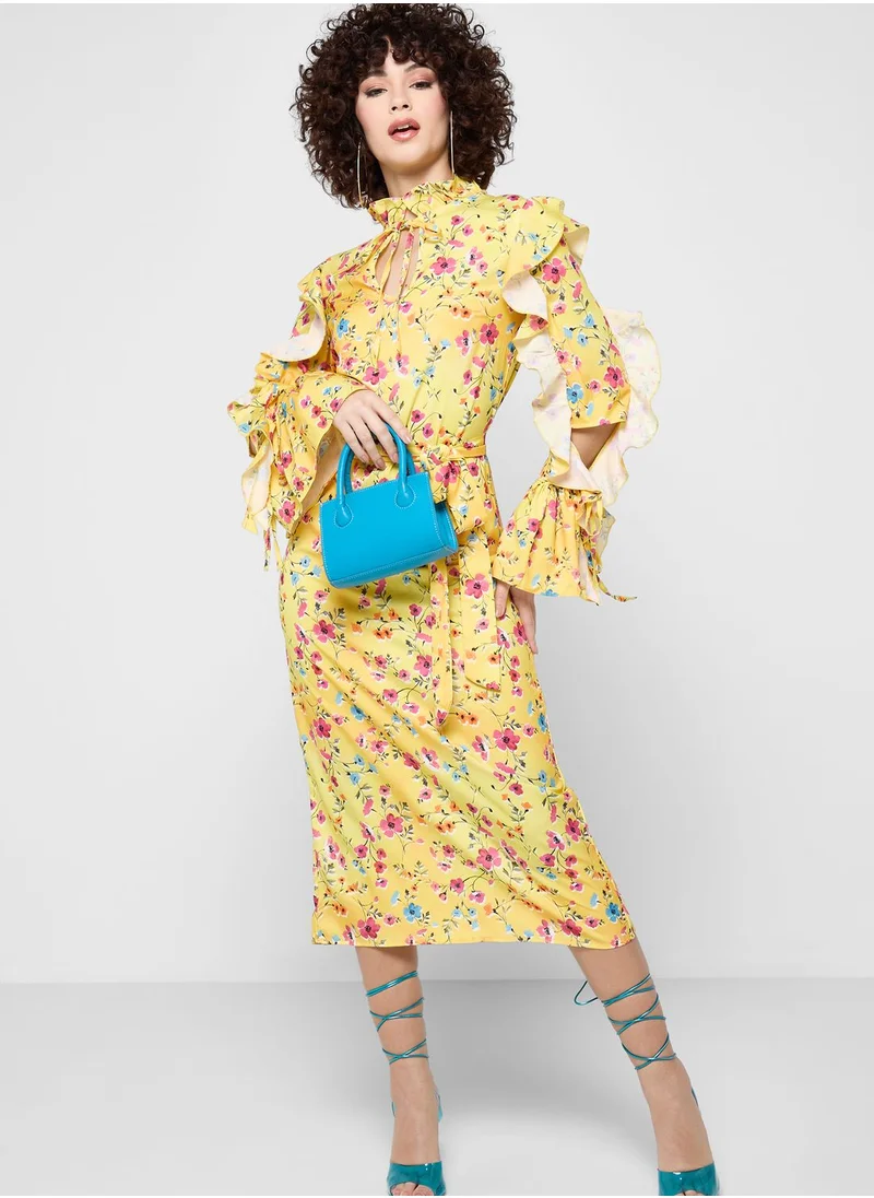 Never fully Dressed Ruffle Detail Floral Print Dress