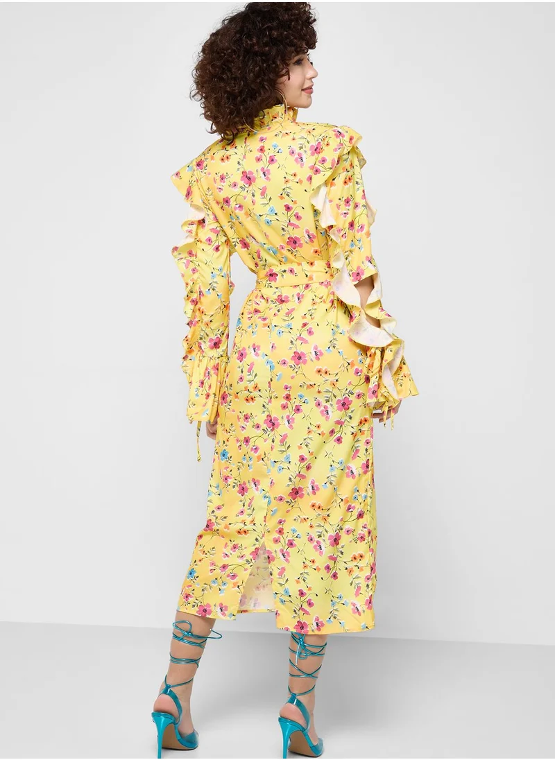 Never fully Dressed Ruffle Detail Floral Print Dress