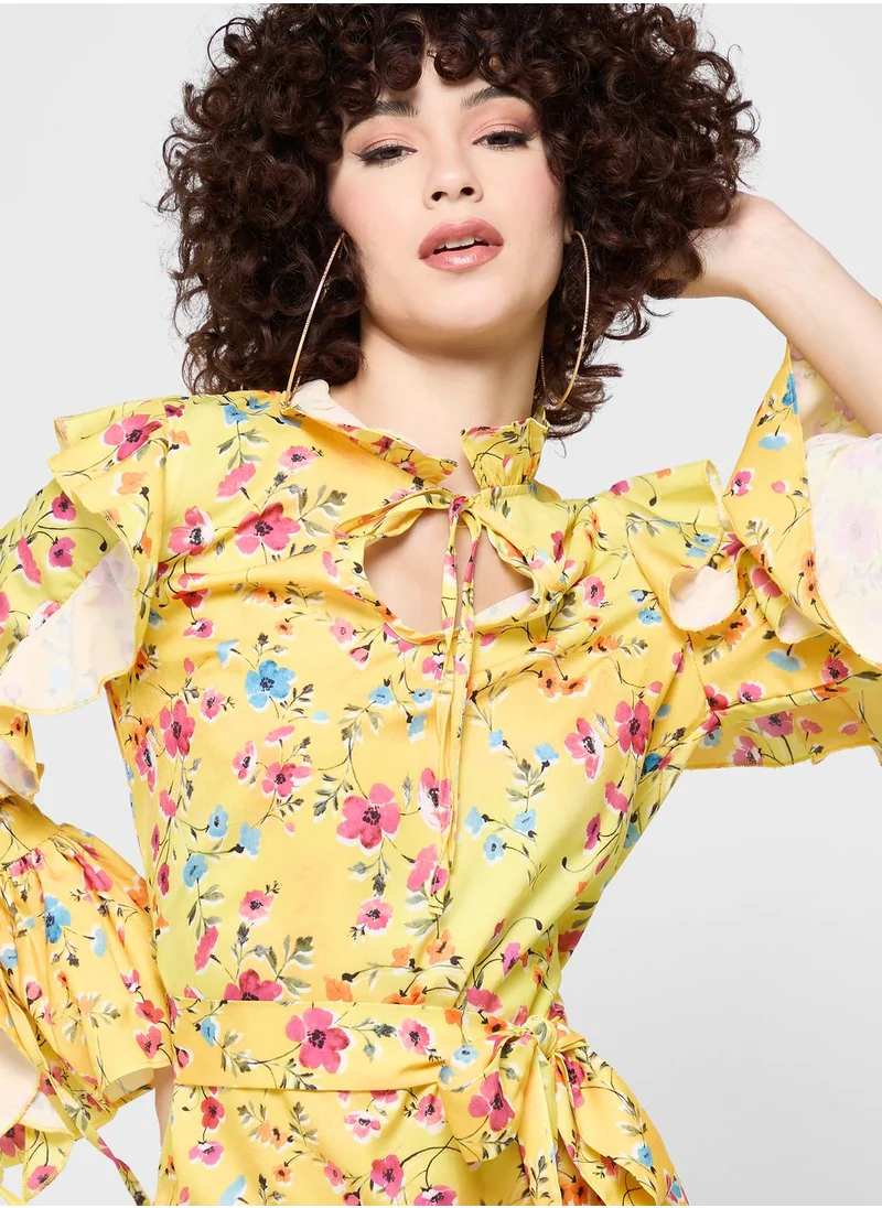 Never fully Dressed Ruffle Detail Floral Print Dress