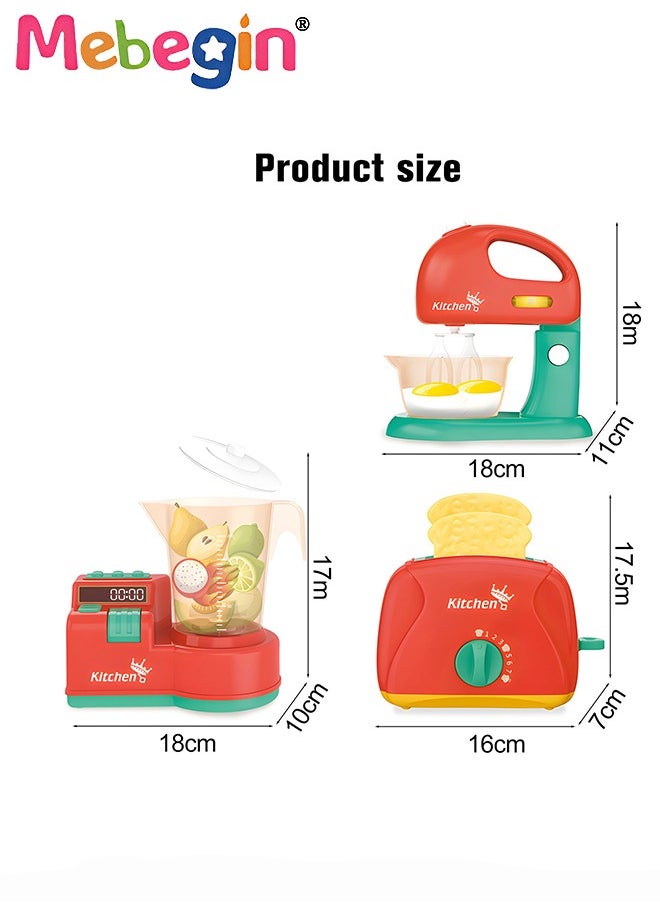 MEBEGIN 3 in 1 Kitchen Pretend Playset with Toaster, Blender and Juicer, Kitchen Appliances for Kids, Creative Play House Toys, Ideal Gift for Kids  - Image 2