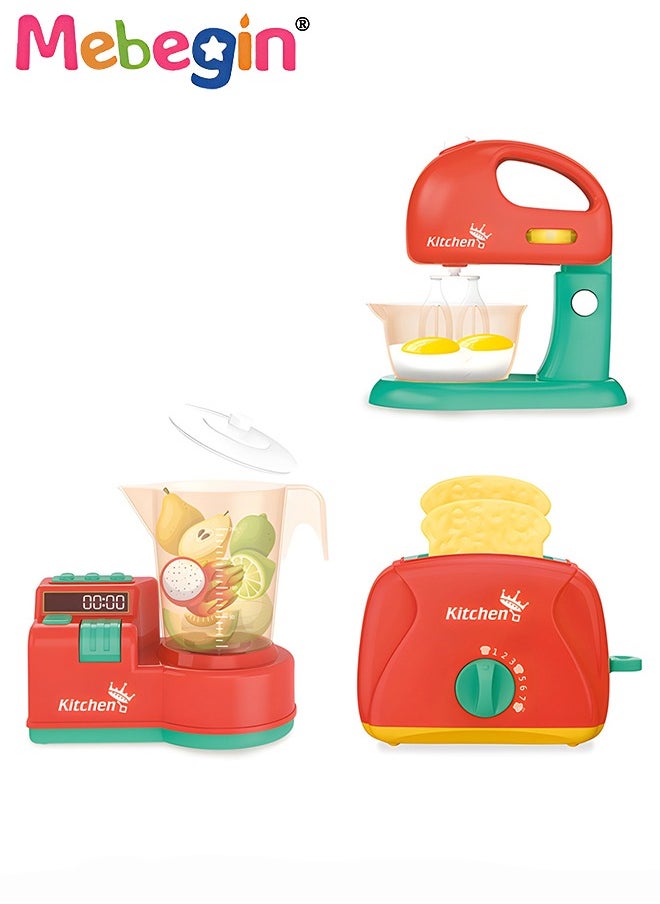 MEBEGIN 3 in 1 Kitchen Pretend Playset with Toaster, Blender and Juicer, Kitchen Appliances for Kids, Creative Play House Toys, Ideal Gift for Kids  - Image 1