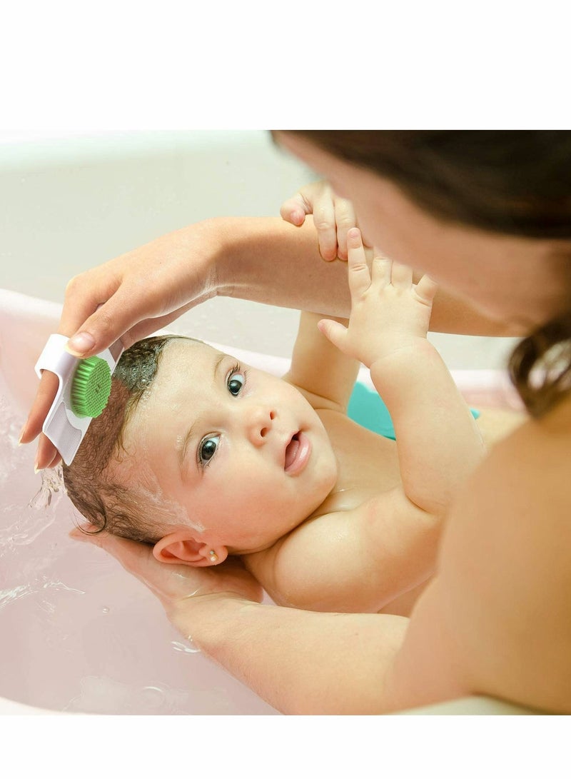 Excefore فرشاة ومشط قشرة الرأس، تصميم 3 في 1 فرشاة قشرة الرأس لتدليك فروة رأس الطفل بأمان مع شعيرات مطاطية ناعمة، تساعد على تدليك العناية بالفروة 2 قطعة - Image 4