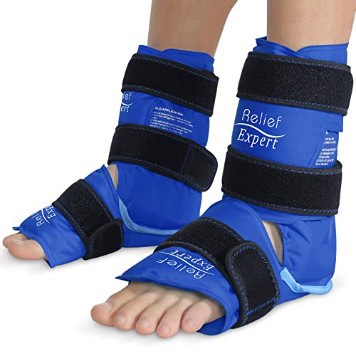 Relief Expert Ankle Ice Pack Wrap 2 Packs Reusable Cold Gel Pack for Foot and Heel DualSided Design with Soft Plush Lining Flexible Cold Compress for Achilles and Ankle Support Royal Blue - Image 2