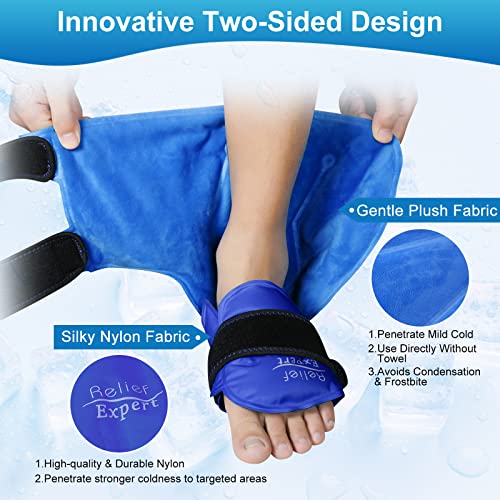 Relief Expert Ankle Ice Pack Wrap 2 Packs Reusable Cold Gel Pack for Foot and Heel DualSided Design with Soft Plush Lining Flexible Cold Compress for Achilles and Ankle Support Royal Blue - Image 5
