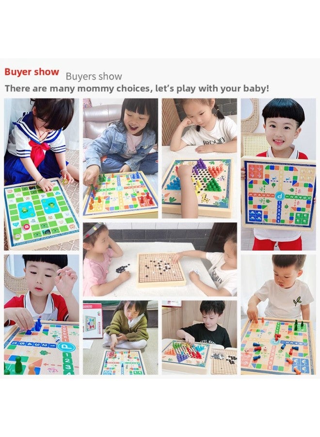 Flying Chess Children's Checkers Gobang Two-in-One Colosseum Chess Class Complete Educational Toys Multifunctional Game Chessboard-Color:Five-in-one [checkers, Flying Five, Adventure And Fighting Beasts]★★