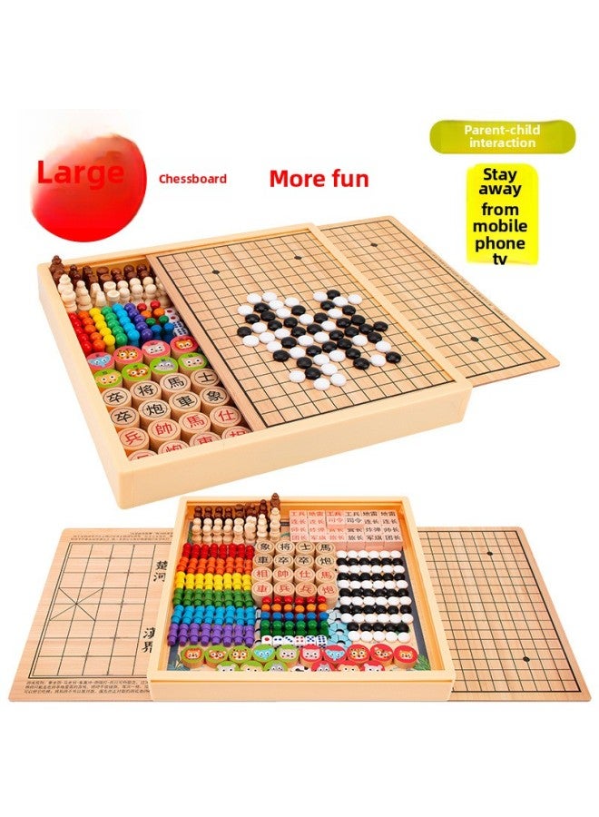 Flying Chess Children's Checkers Gobang Two-in-One Colosseum Chess Class Complete Educational Toys Multifunctional Game Chessboard-Color:Five-in-one [checkers, Flying Five, Adventure And Fighting Beasts]★★