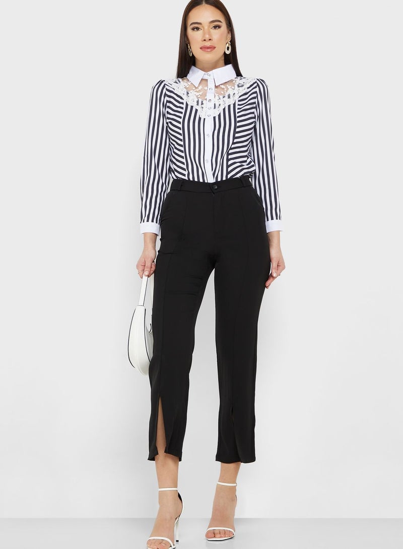 ELLA Lace Panel Striped Shirt  - Image 4