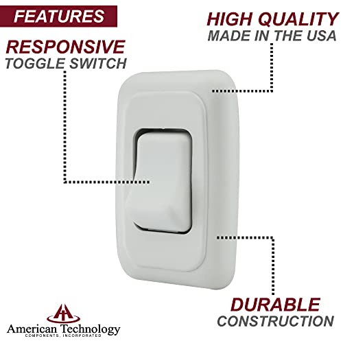 American Technology Components Single SPST On-Off Switch with Bezel, 12-Volt, for RV, Trailer, Camper (White) - Image 3