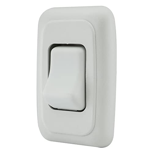 American Technology Components Single SPST On-Off Switch with Bezel, 12-Volt, for RV, Trailer, Camper (White) - Image 1