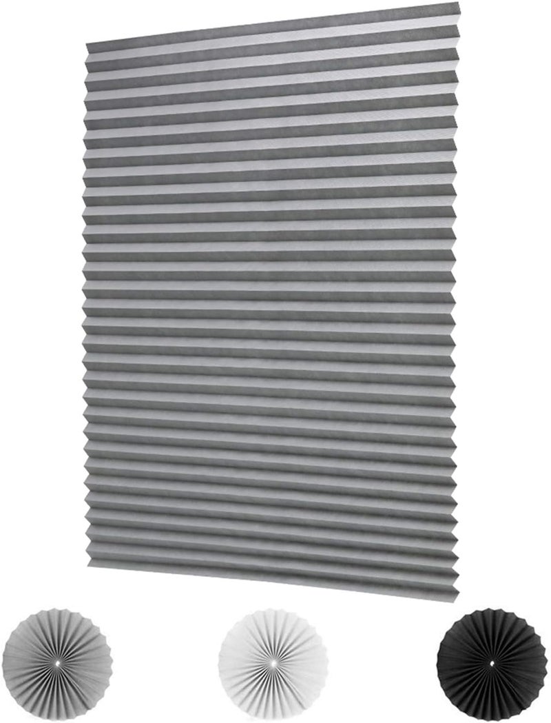 LUCKUP 2 Pack Cordless Light Filtering Pleated Fabric Shade,Easy to Cut and Install, with 4 Clips (36"x72"- 2 Pack, Grey) - Image 1