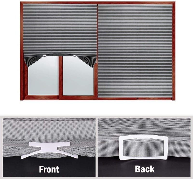 LUCKUP 2 Pack Cordless Light Filtering Pleated Fabric Shade,Easy to Cut and Install, with 4 Clips (36"x72"- 2 Pack, Grey) - Image 4