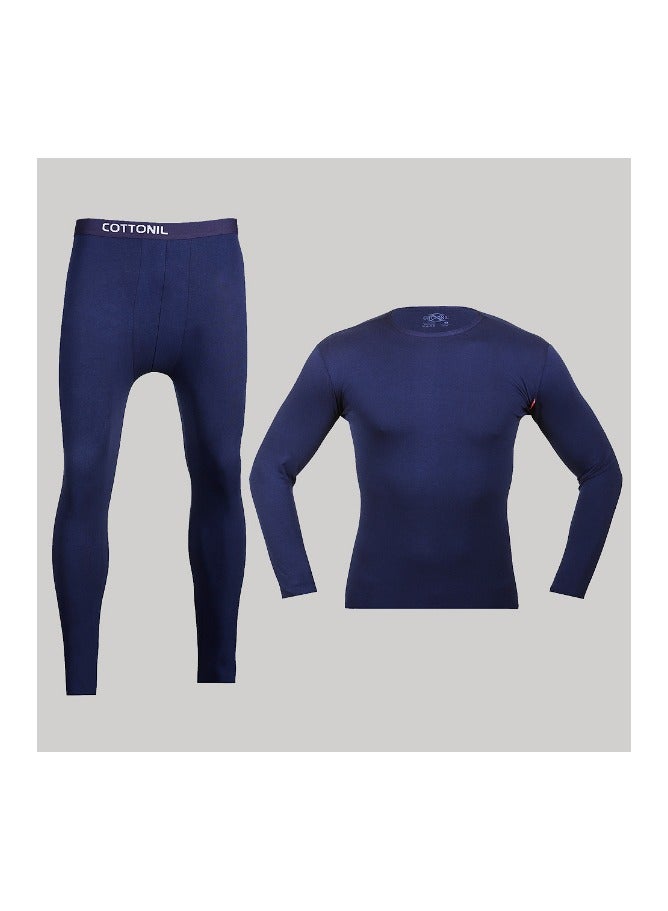 كوتونيل قطونيل طقم شتوي رجالي من قطعتين خامة قطن ليكرا فانلة بكم و بنطلون استريتش - Image 4