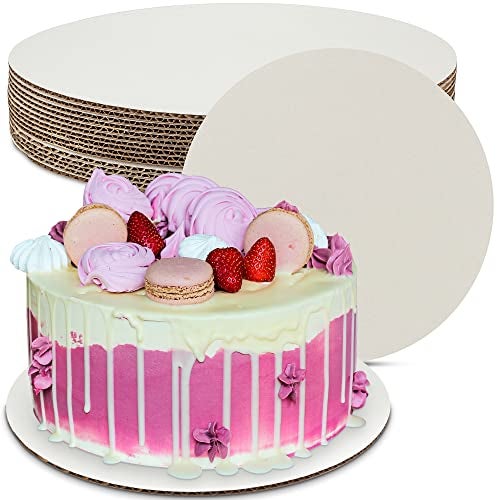 MT Products White Cake Board 14 Corrugated Cardboard Pizza Circle Pack of 15 Made in the USA