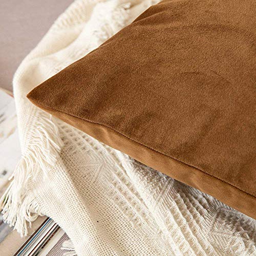 Khooti Velvet Cushion Cover, 22x22 | Brown | Pack of 2 | Solid Plain Soft & Smooth, Decorative Cushion Covers for Living Room, Bedroom, Couches, Chairs, Sofas, Beds & Home Decor - Image 2