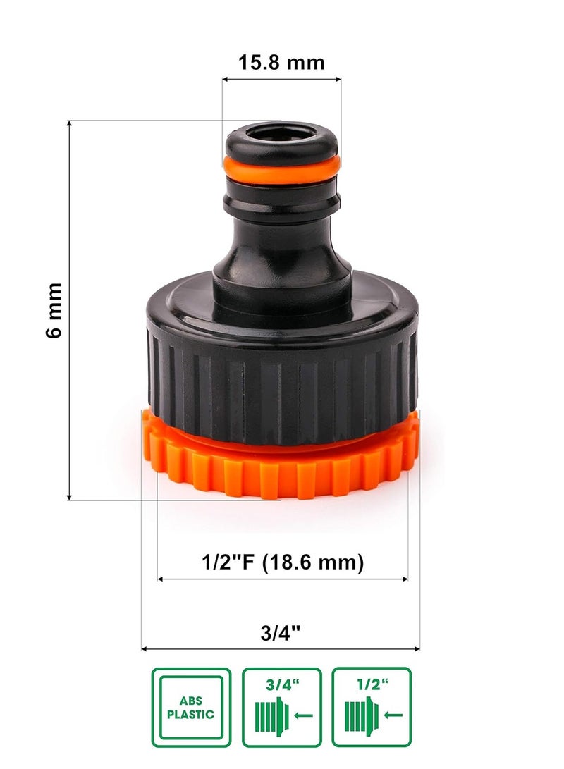 كلابر موصل خرطوم وصل أنبوب خرطوم مياه الحديقة متعدد الربط أسود /برتقالي. - Image 4