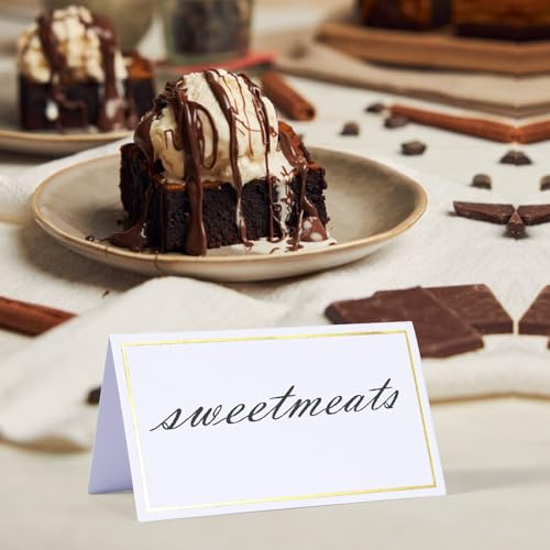FeFu Place Cards Pack of 120 - Small Table Name Cards with Gold Foil Border Weddings, Banquets, Events, Not for Printers - Image 3