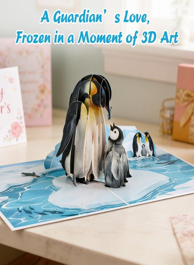 D4DREAM Penguin Mother's Day Card - 3D Pop Up Mothers Day Card for Mom, Handcrafted Heartwarming Gift for Mom Grandma Women Daughter (5.9”x7.8”) - Image 4