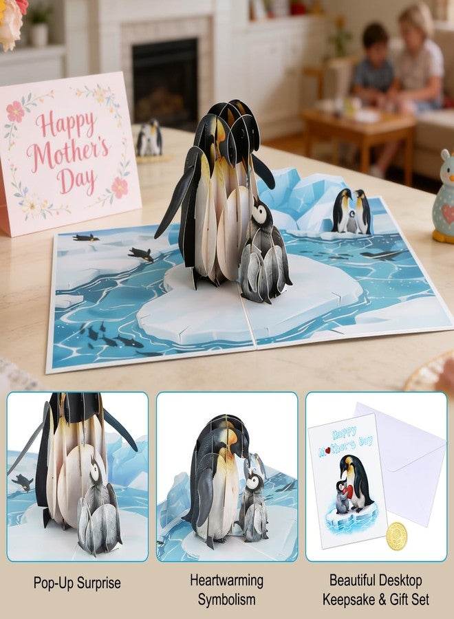 D4DREAM Penguin Mother's Day Card - 3D Pop Up Mothers Day Card for Mom, Handcrafted Heartwarming Gift for Mom Grandma Women Daughter (5.9”x7.8”) - Image 3