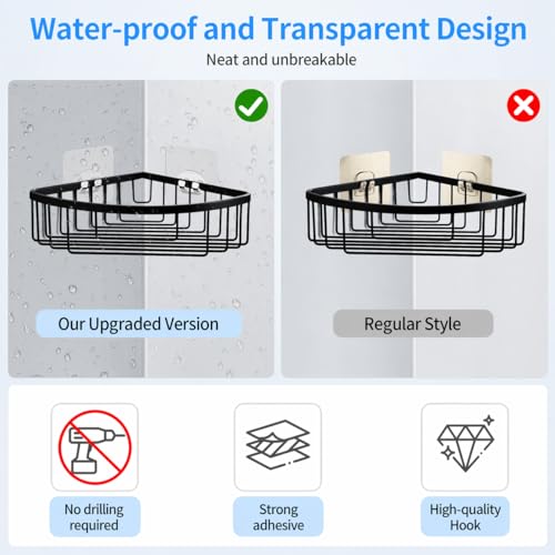IOMDRWU Elegant Shower Caddy Adhesive Replacement, 6 PCS Strong Waterproof Adhesive Hooks and Strips for Shower Shelf and Bathroom Storage Shelves, No Drilling Also Fit Kitchen Rack - Image 4