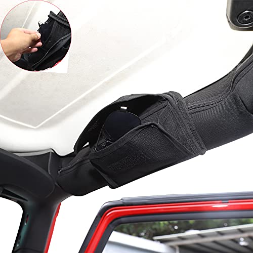 SQQP Roll Bar Sunglasses Holder Storage Bag for Jeep Wrangler JK TJ CJ YJ JKU JL JLU Unlimited 2/4 Door & Gladiator JT (Black) - Image 3