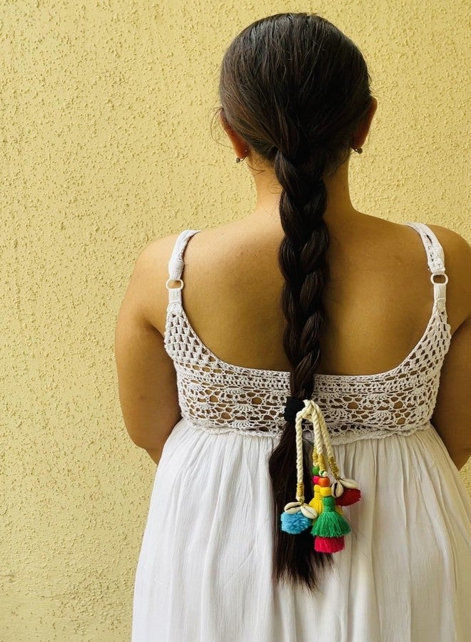 Zippy Flora Boho Handmade Colorful Jura Hair String for Navratri, Ethnic look, Bohemian styling, Colorful hairband for women & girls (Multicolor Boho, Boho Jura String) - Image 3
