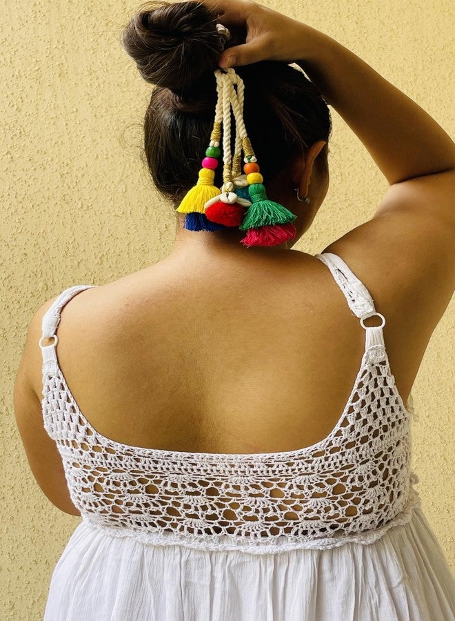 Zippy Flora Boho Handmade Colorful Jura Hair String for Navratri, Ethnic look, Bohemian styling, Colorful hairband for women & girls (Multicolor Boho, Boho Jura String) - Image 4