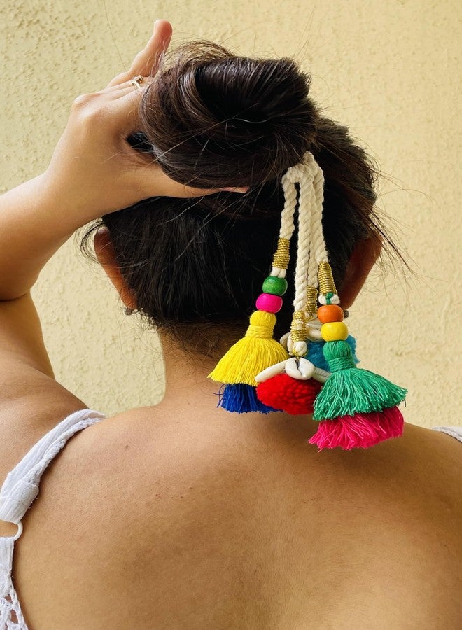 Zippy Flora Boho Handmade Colorful Jura Hair String for Navratri, Ethnic look, Bohemian styling, Colorful hairband for women & girls (Multicolor Boho, Boho Jura String) - Image 1