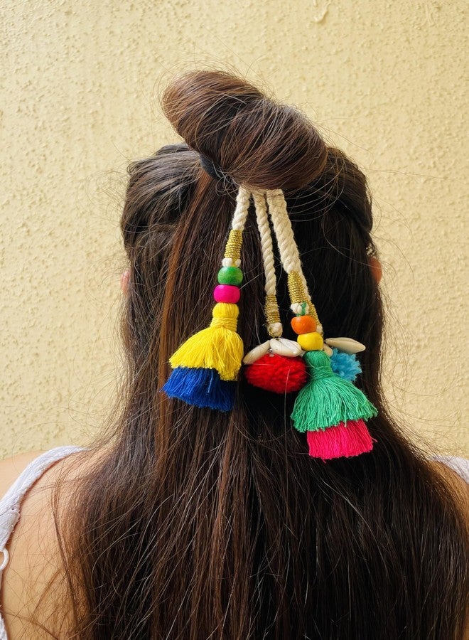 Zippy Flora Boho Handmade Colorful Jura Hair String for Navratri, Ethnic look, Bohemian styling, Colorful hairband for women & girls (Multicolor Boho, Boho Jura String) - Image 2