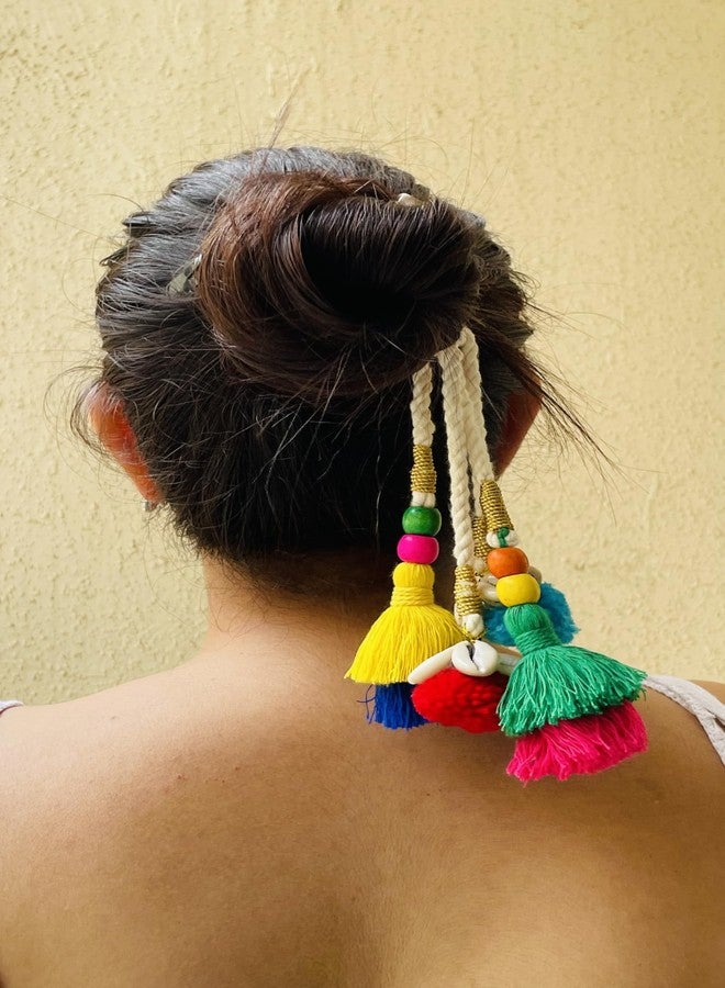 Zippy Flora Boho Handmade Colorful Jura Hair String for Navratri, Ethnic look, Bohemian styling, Colorful hairband for women & girls (Multicolor Boho, Boho Jura String) - Image 5