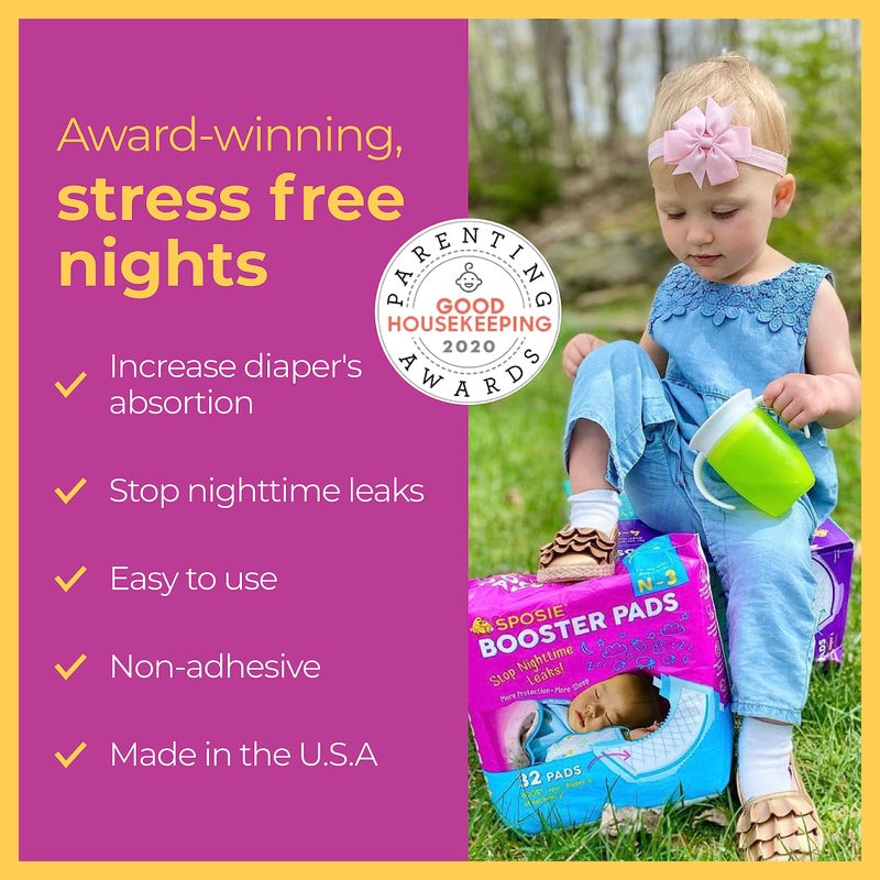 Select Kids Sposie Booster Pads, Stop Overnight Diaper Leaks, Fits sizes Newborn 1 2 3, No Adhesive for Sensitive Skin, 32 ct - Image 5