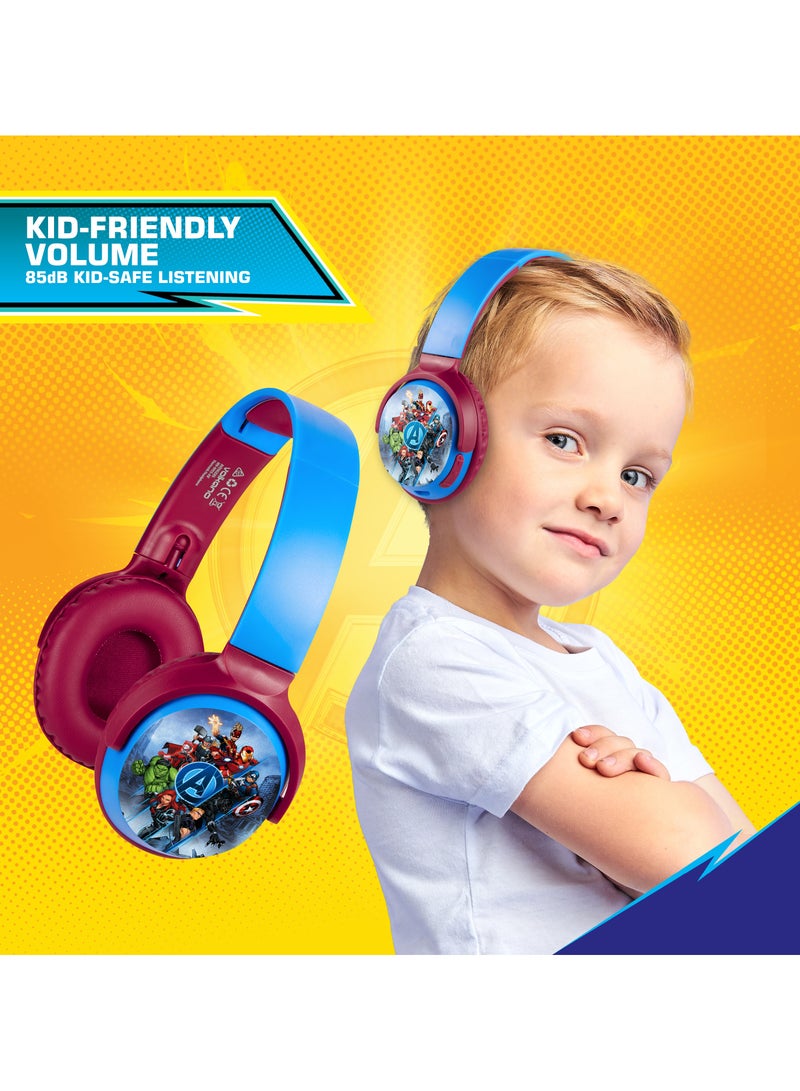 Volkano Marvel Avengers Kids Bluetooth Wireless Headphones – Foldable Stereo Headset with 85dB Volume Limit, Mic, AUX/TF Support, 40mm Drivers, Type-C Charging - Image 2
