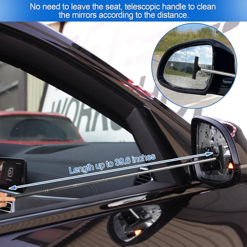 Guirnd 2 Pcs Car Mirror Wiper 386in Handle Car Side Mirror Squeegee Car Mirror Squeegee Side Mirror Squeegee Mini Squeegee for Rainy Foggy Weather - Image 3