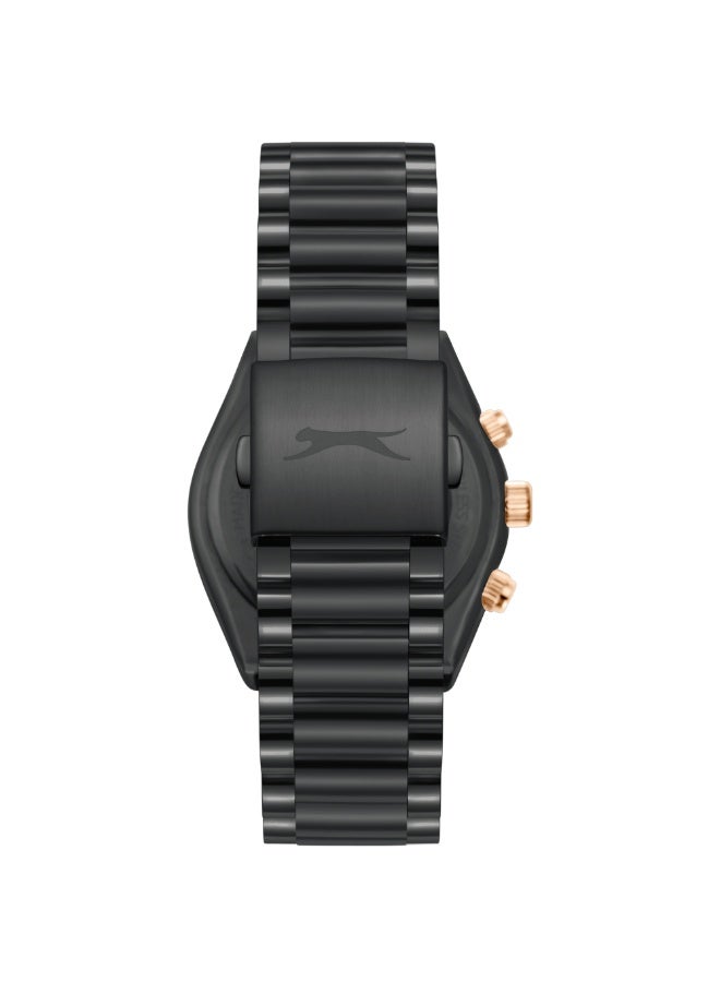 Slazenger Men's Watch, Multi Function Display and Metal Strap - SL.9.2484.2.05, Black - Image 4