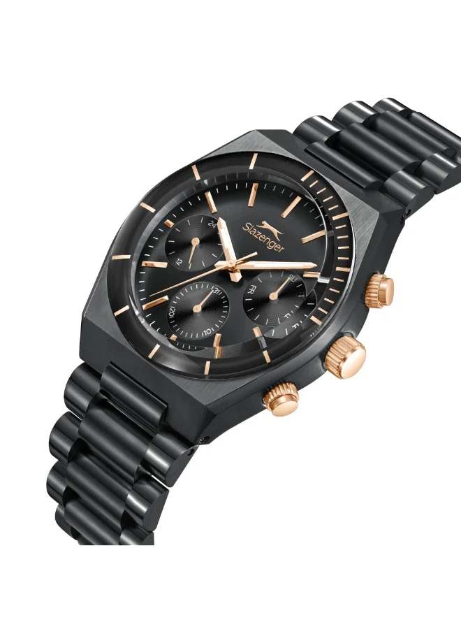 Slazenger Slazenger Men's Watch, Multi Function Display and Metal Strap - SL.9.2484.2.05, Black
