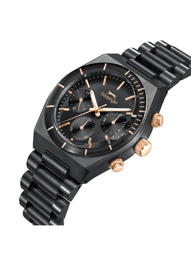 Slazenger Men's Watch, Multi Function Display and Metal Strap - SL.9.2484.2.05, Black - Image 2