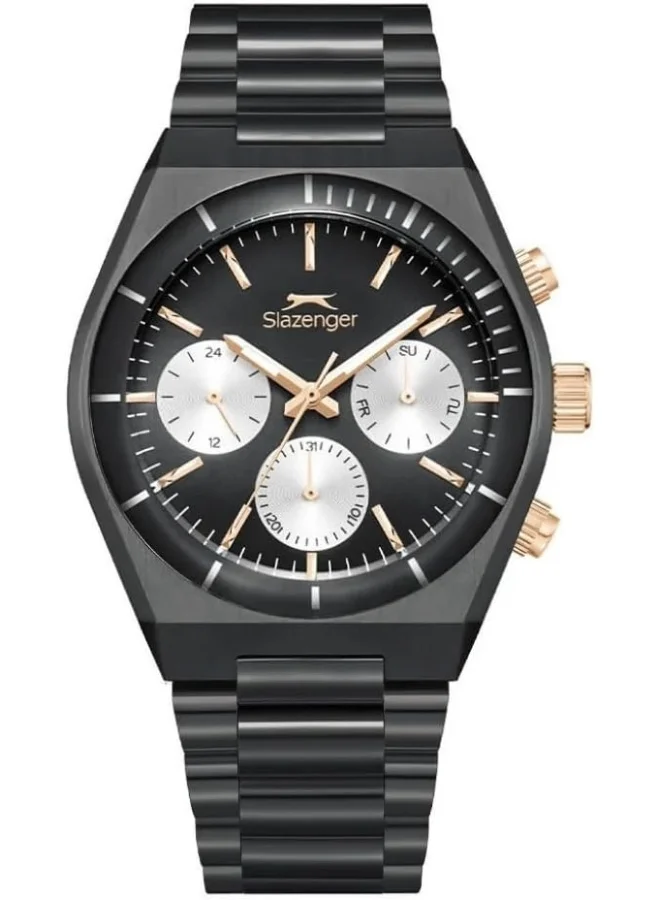Slazenger Slazenger Men's Watch, Multi Function Display and Metal Strap - SL.9.2484.2.05, Black
