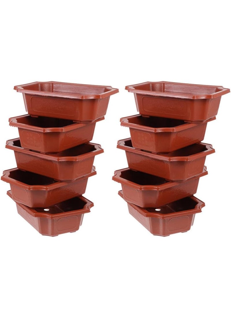 Healeved 10Pcs Small Bonsai Pot with Drainage Holes Rectangular Bonsai Training Pots Plastic Flowerpot Growing Pots Bonsai Planter for Garden 63in X 46in  - Image 1