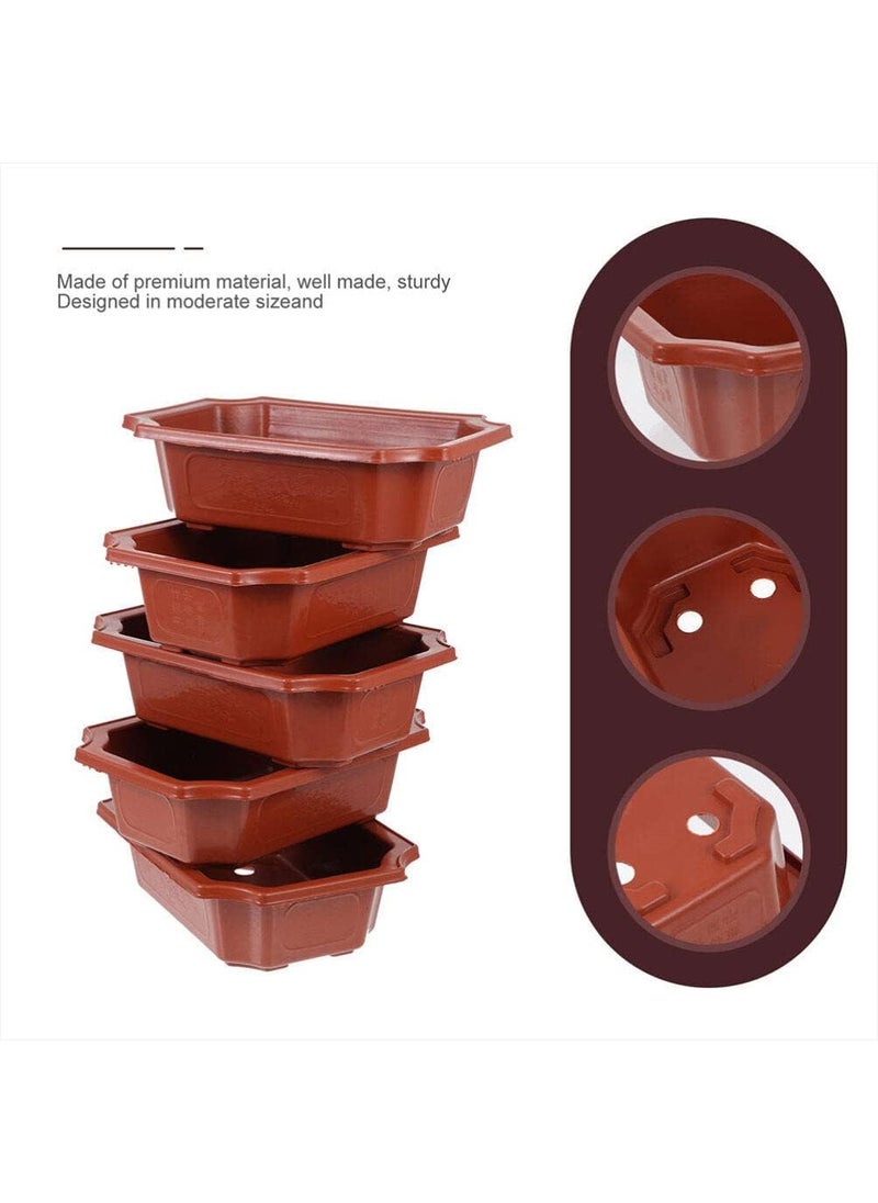 Healeved 10Pcs Small Bonsai Pot with Drainage Holes Rectangular Bonsai Training Pots Plastic Flowerpot Growing Pots Bonsai Planter for Garden 63in X 46in  - Image 2