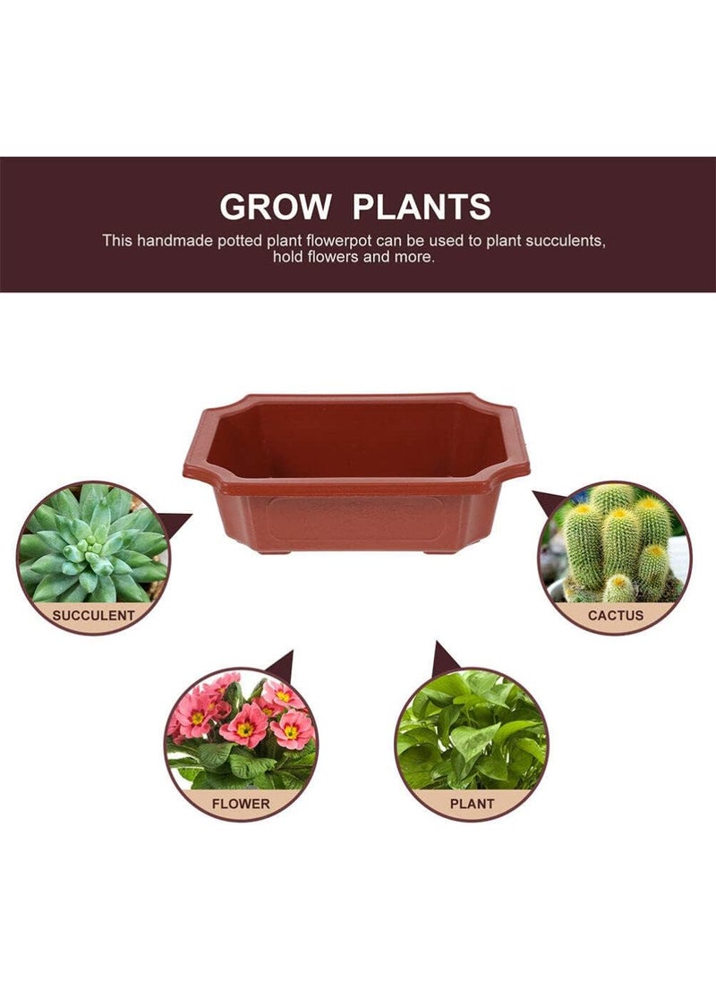 Healeved 10Pcs Small Bonsai Pot with Drainage Holes Rectangular Bonsai Training Pots Plastic Flowerpot Growing Pots Bonsai Planter for Garden 63in X 46in  - Image 5