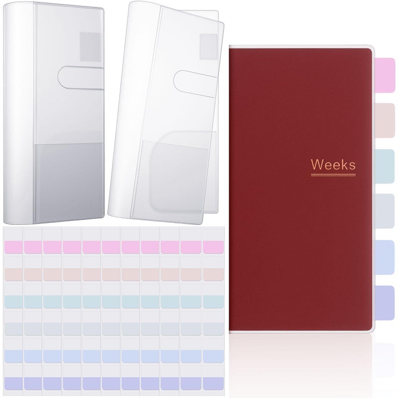 Tinlade 2 Pieces Clear Plastic Cover Compatible with Weeks, 8.03 x 7.68 Inches Planner Cover Protector with 120 Color Tabs, Transparent PVC Notebook Plastic Protecting Sleeves for Book (Light Color) - Image 1