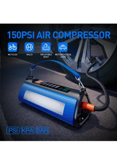 XiuWoo Jump Starter with air Compressor,4 in 1 Jump Starter Air Compressor 150 PSI 3000A Output Current 10000 mAh, Blue  - Image 2