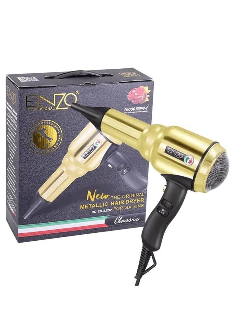 Enzo Professional Hair Dryer – Powerful Motor, Heat & Speed Settings, Cool Shot, with Nozzle Attachments - Image 3