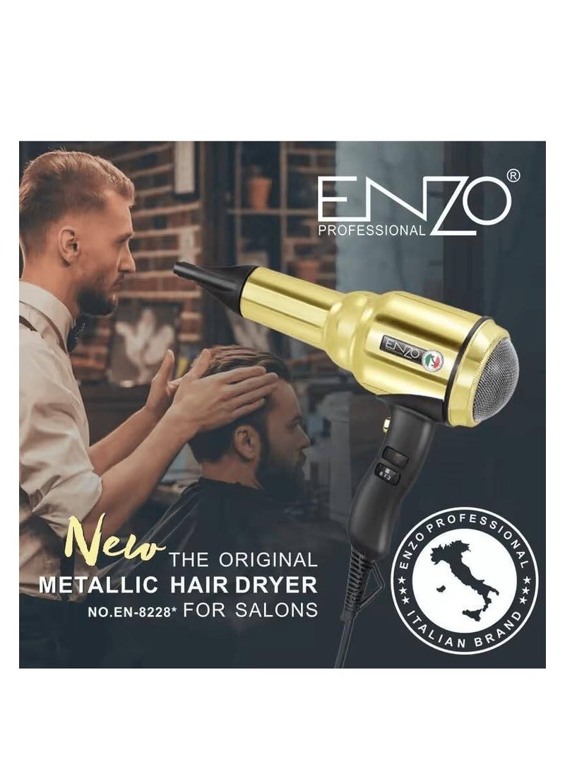 Enzo Professional Hair Dryer – Powerful Motor, Heat & Speed Settings, Cool Shot, with Nozzle Attachments - Image 4