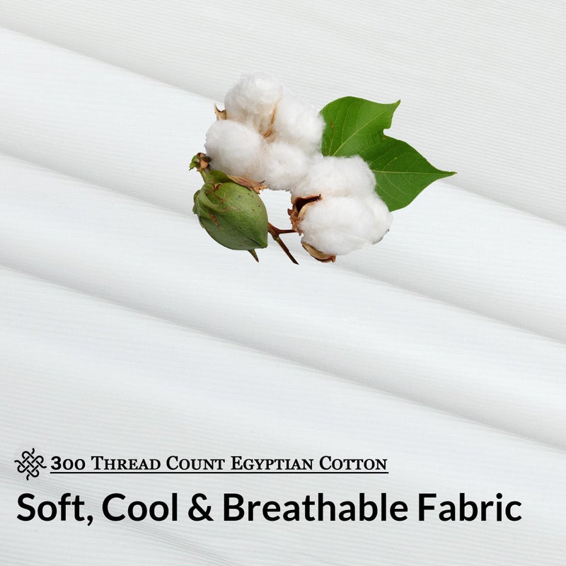 ROYALE LINENS 300 Thread Count 100% Long Staple Combed Cotton Stripe Sheet Set - 4 Piece Full Bed Sheets - 1 Fitted, 1 Flat, 2 Pillow Cases -Soft Cool & Crisp Sheet Set (Full, Narrow Stripe White) - Image 5