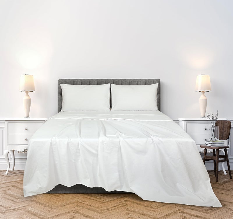 ROYALE LINENS 300 Thread Count 100% Long Staple Combed Cotton Stripe Sheet Set - 4 Piece Full Bed Sheets - 1 Fitted, 1 Flat, 2 Pillow Cases -Soft Cool & Crisp Sheet Set (Full, Narrow Stripe White) - Image 1
