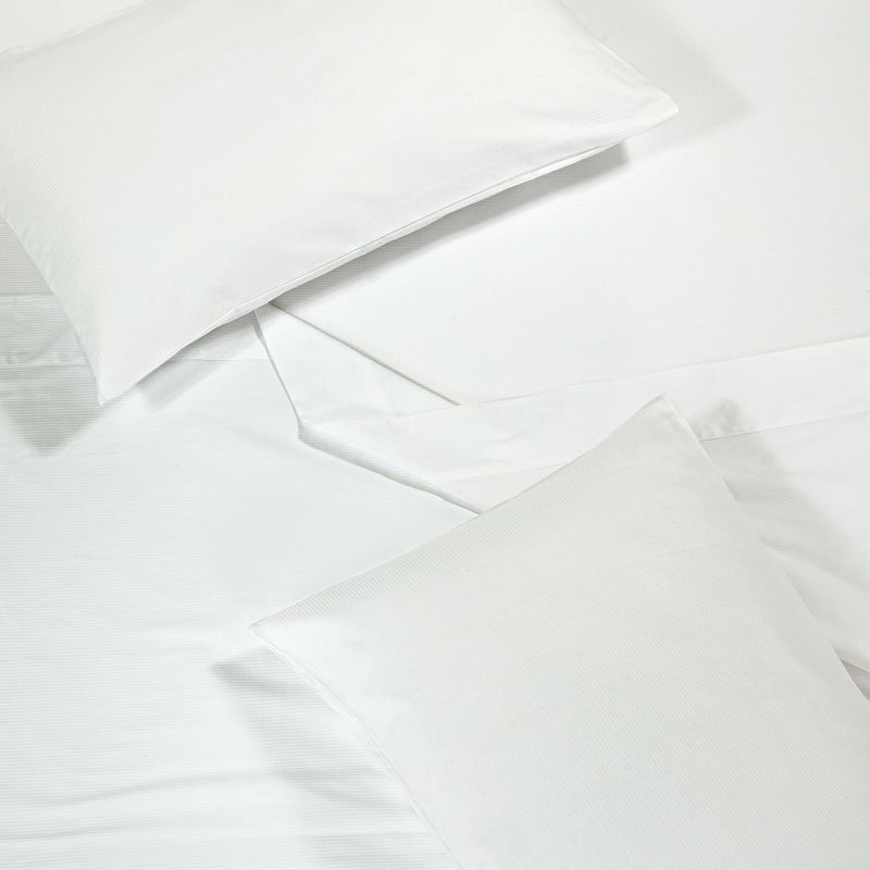 ROYALE LINENS 300 Thread Count 100% Long Staple Combed Cotton Stripe Sheet Set - 4 Piece Full Bed Sheets - 1 Fitted, 1 Flat, 2 Pillow Cases -Soft Cool & Crisp Sheet Set (Full, Narrow Stripe White) - Image 3